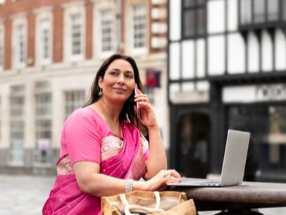 A busy Indian businesswoman