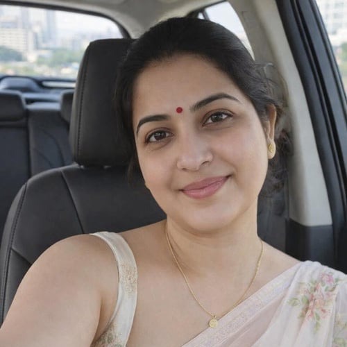 A woman is sitting in a car