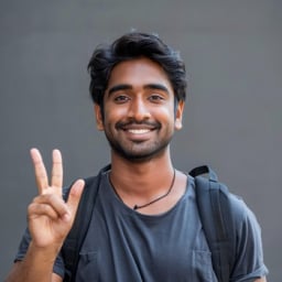An Indian man made a victory sign